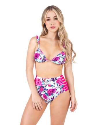 Bikini estampado con flores con panty control abdomen