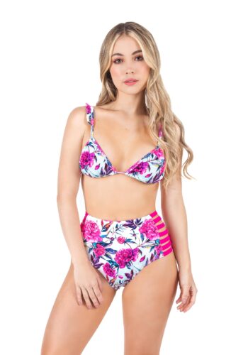 Bikini estampado con flores con panty control abdomen