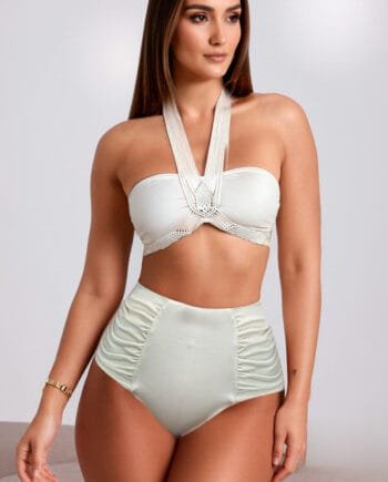 Vestido de Baño Strapless Marfil