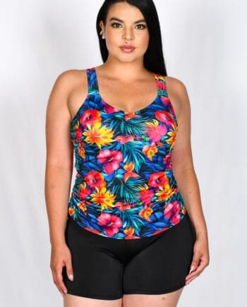 Set de Baño Tankini 3 Piezas Mujer con Estampado Floral Tropical